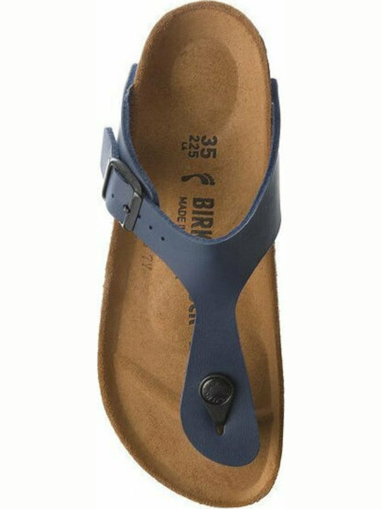 Gizeh Birko-Flor Leder Flache Sandalen für Damen Anatomisch in Marineblau Farbe Schmal Passform