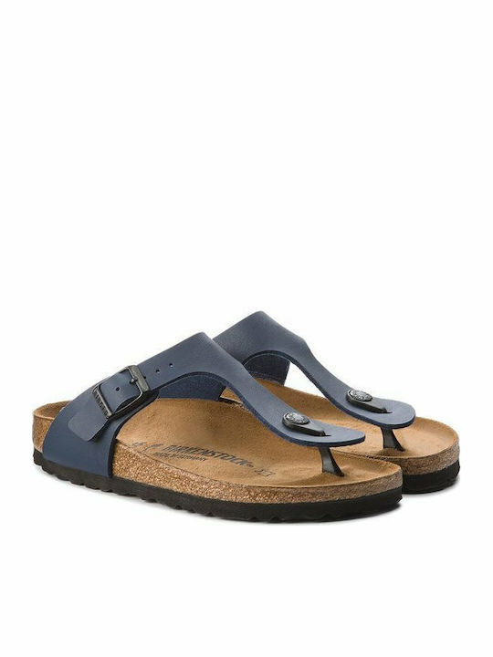 Gizeh Birko-Flor Leder Flache Sandalen für Damen Anatomisch in Marineblau Farbe Schmal Passform