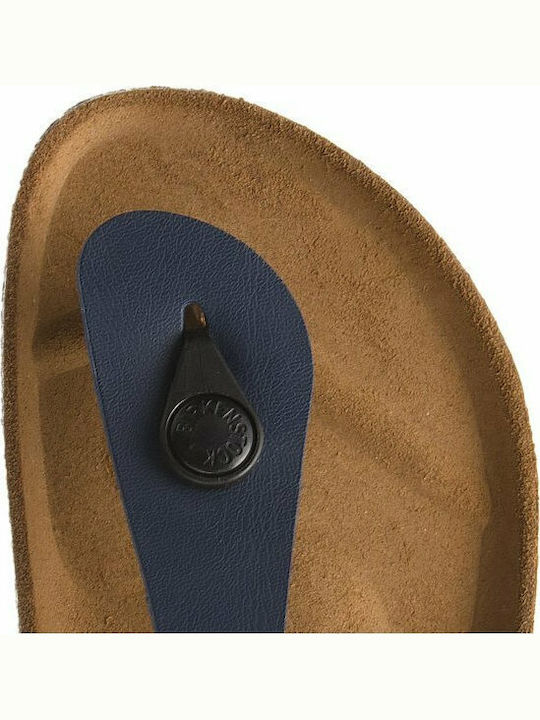 Gizeh Birko-Flor Leder Flache Sandalen für Damen Anatomisch in Marineblau Farbe Schmal Passform