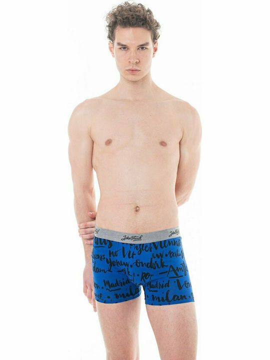 John Frank Men's Boxers Blue with Patterns 2Pack