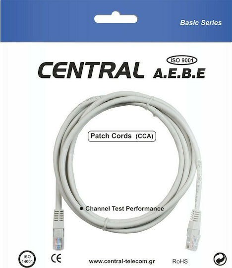 Central U/UTP Cat.6 (Gigabit) Καλώδιο Δικτύου Ethernet 1m Γκρι
