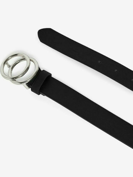 Leather Women's Belt Black/Silver