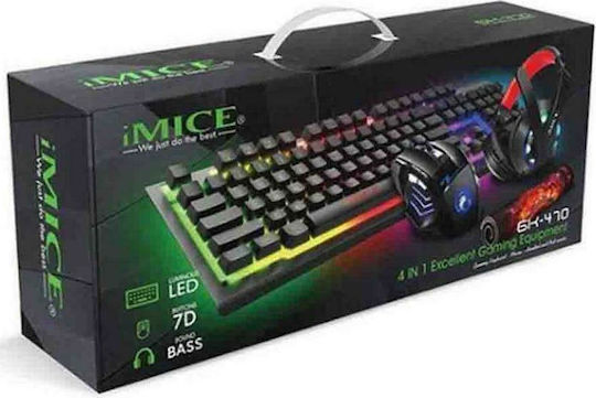 iMice GK-470 Gaming Keyboard Set with RGB lighting & Mouse (English US)