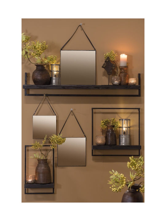 Momo Wall Mirror with Black Metallic Frame 37x37cm 1pcs