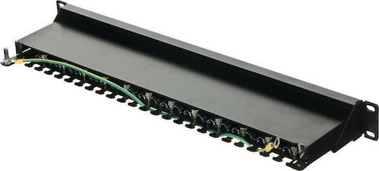 A-LAN Patch Panel για Rack 1U 19" 24 Θυρών cat6 Μαύρο