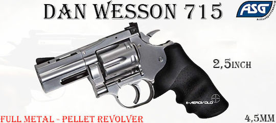 Asg CO2 Air Pistol Dan Wesson 715 2.5" Silver (Pellets) Metal 4.5mm