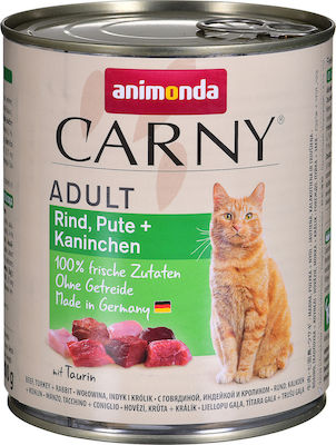 Animonda Carny Adult Wet Food for Adult Cats In Can with Beef / Turkey / Rabbit Πατέ 1pc 800gr