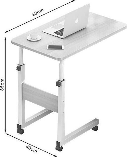 Rectangular Side Table Talf Wooden with Wheels Natural - White L60xW40xH85cm