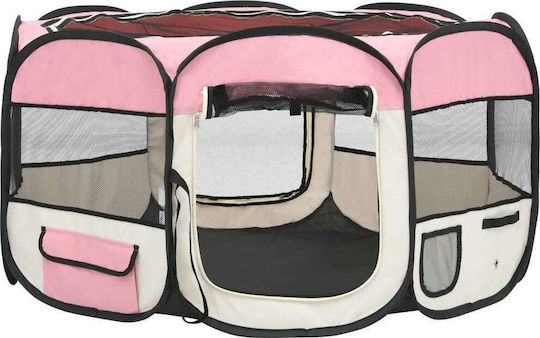 vidaXL Foldable Park Dog Foldable Pink 125x125x61cm made of Fabric in Pink Color 125 x 125 x 61cm