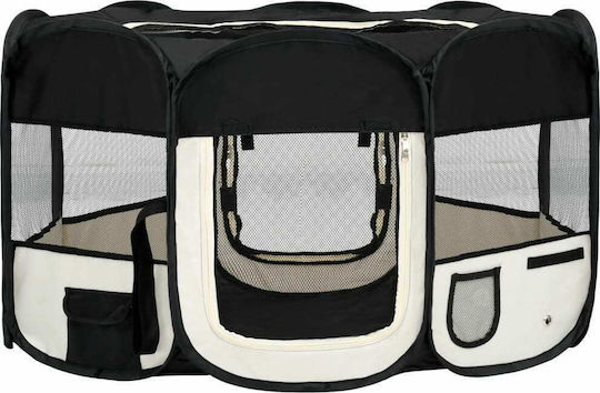 vidaXL Foldable Park Dog Foldable Black 145x145x61cm made of Fabric in Black Color 145 x 145 x 61cm