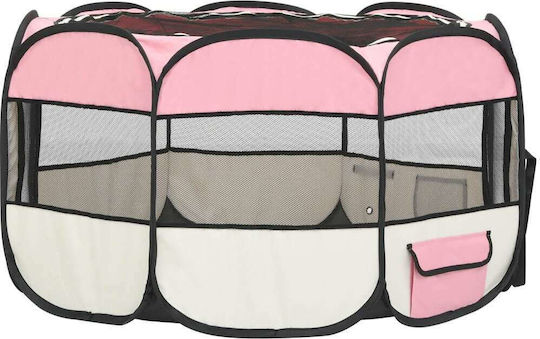 vidaXL Foldable Park Dog Folding Pink 110x110x58cm made of Fabric in Pink Color 110 x 110 x 58cm