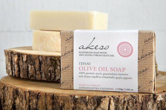 Akeso Geranium & Kamille Handgefertigtes Seifenriegel mit Lavendel 120gr