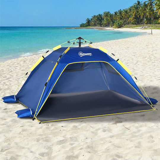 Outsunny Αυτόματη Καλοκαιρινή Σκηνή Camping Igloo Μπλε για 2 Άτομα 220x173x120εκ.