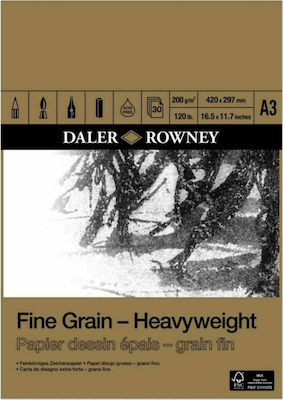 Daler Rowney Μπλοκ Ελεύθερου Σχεδίου Fine Grain Heavyweight Α3 200gr 30 Φύλλα