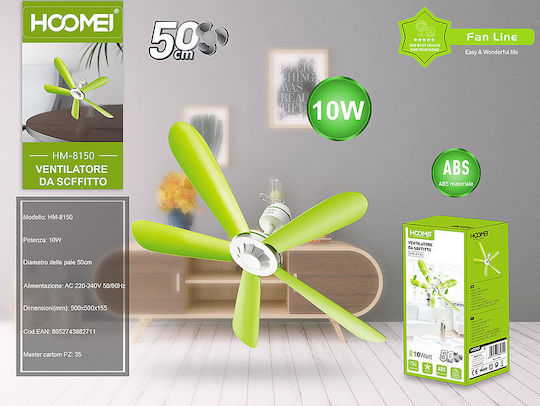Hoomei Ventilator De Tavan 50cm Verde / Alb