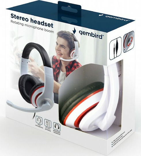 Gembird MHS-03-WTRD Надушници Гейминг Слушалки с Свързаност 3,5 мм Бели