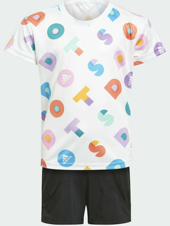 Adidas Kinder Set mit Shorts Sommer 2Stück Weiß Lg Dots Sum Set