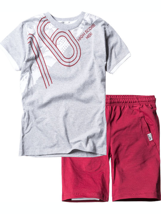 Nek Kids Wear Kids Set with Shorts Summer 2pcs Gray