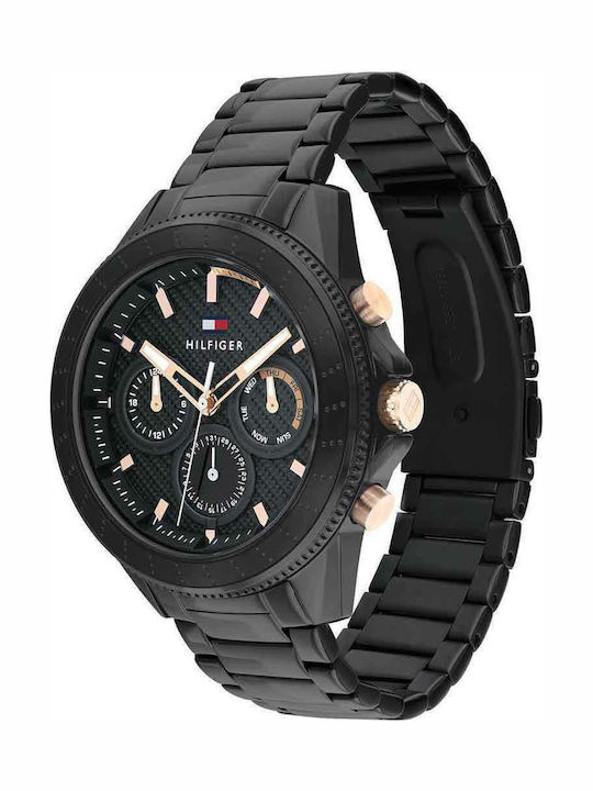 Tommy Hilfiger Sport Men's Watch 44mm Chronograph Battery with Black Metal Bracelet