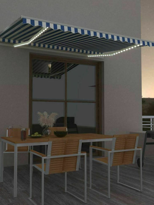 vidaXL Terrace Wall Tent with LED Light Blue / White 4x3cm