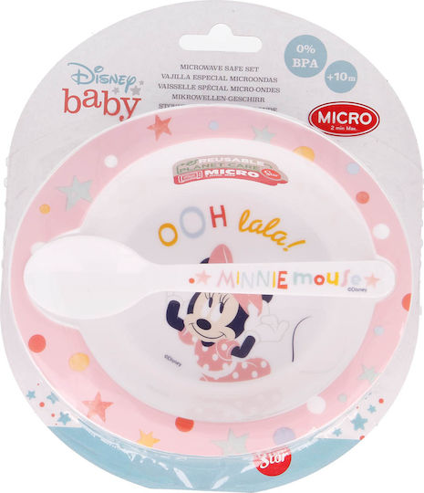 Disney Feeding Set Minnie Mouse made of Plastic Pink 2pcs