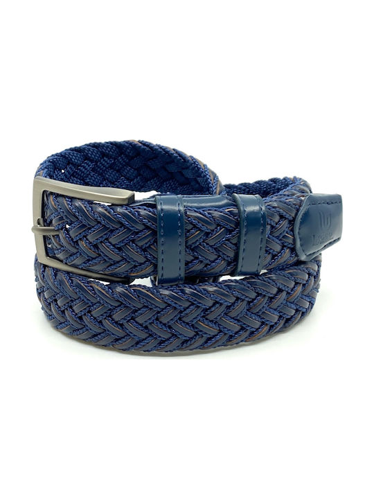 Legend Accessories Men's Knitted Leather Belt Blue