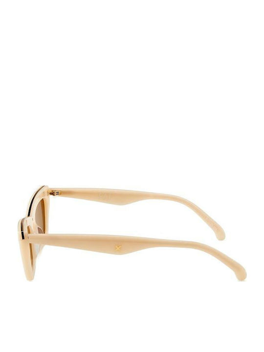 Oscar & Frank Fae Women's Sunglasses with Beige Plastic Frame and Brown Lens