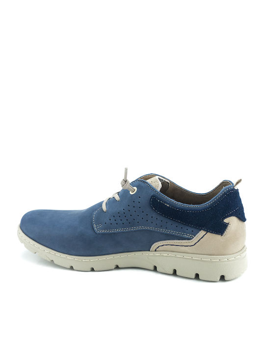 On Foot Men's Leather Casual Shoes Blue