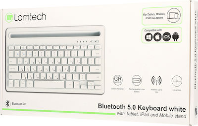 Lamtech LAM022117 Ασύρματο Bluetooth Πληκτρολόγιο για Tablet Ελληνικό Λευκό