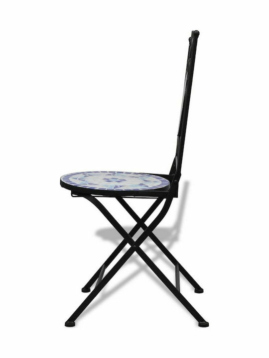 Outdoor Chair Metallic Bistro Blue / White 2pcs 37x44x89cm.