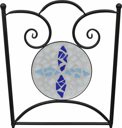 Outdoor Chair Metallic Bistro Blue / White 2pcs 37x44x89cm.