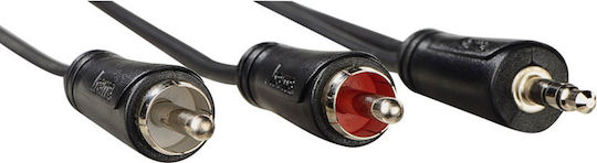 HAMA Καλώδιο Ήχου 3.5mm male - RCA male Μαύρο 3m 00205111