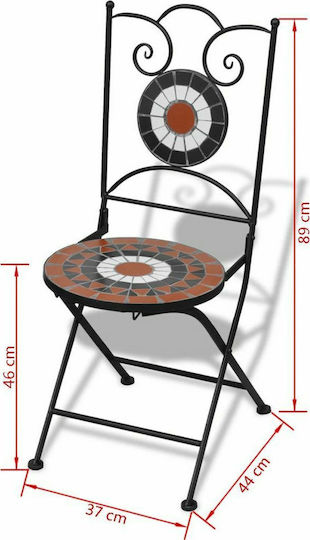 Outdoor Chair Metallic Bistro Terracotta / White 2pcs 37x44x89cm
