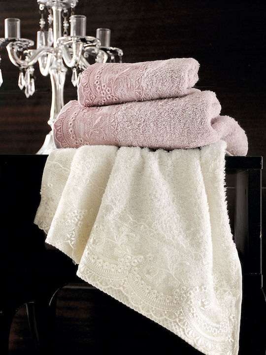 Rythmos Shiraz Set Handtücher für Bräute mit 2 Kissenbezügen Pink x