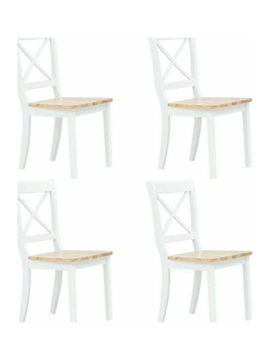 Dining Room Wooden Chair White 45.5x52x90cm 4pcs