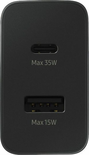 Samsung Φορτιστής Χωρίς Καλώδιο με Θύρα USB-A και Θύρα USB-C 35W Power Delivery / Quick Charge 3.0 / Quick Charge 2.0 Μαύρος (EP-TA220NBEGEU)