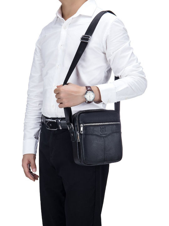 DJB-023 Leather Men's Bag Shoulder / Crossbody Black