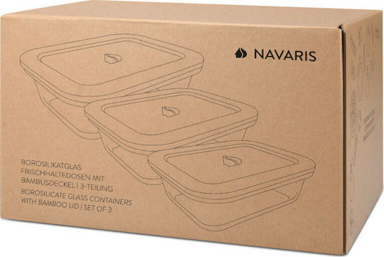 Navaris Set Glass Lunch Boxes Beige 3 Pieces