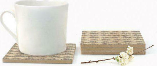 Synchronia Wooden Geometric Natural Coaster Coaster Wooden Beige 4pcs