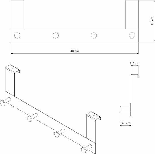 Grekon КреМастра За Врата 4 Места Неръждаема 40x3.5x13см