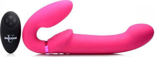 Strap U 10x Ergo-Fit G-Pulse Inflatable & Vibrating Strapless Strap-on Fără bretele Strap On cu Dildo 24.6cm cu vibrație în Culoare Roz