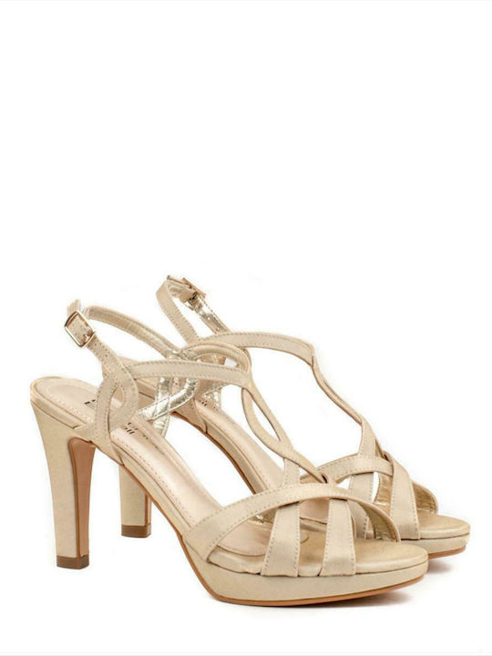 Women's Satin Sandals Beatrice Estell 192.10508 Lame Champagne CHAMPAGNE