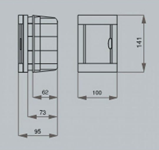 Viko Walled 2-Elements Fuse Box with 1 Row W100xH141xD73mm 90912002