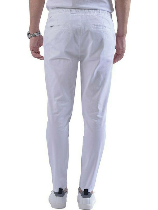 Vittorio Artist Soul 500-02-21 Ανδρικό Παντελόνι Chino Ελαστικό σε Slim Εφαρμογή Λευκό