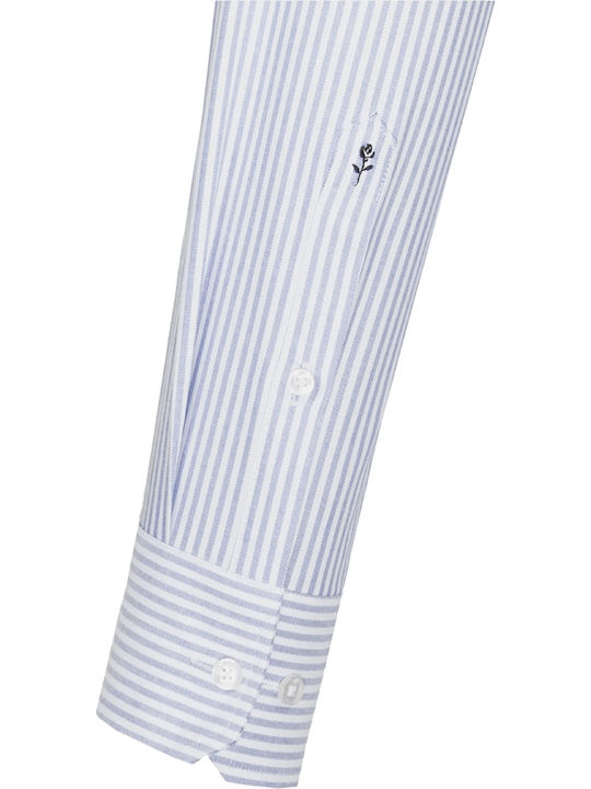 Long-sleeved Cotton Shirt Striped Blue