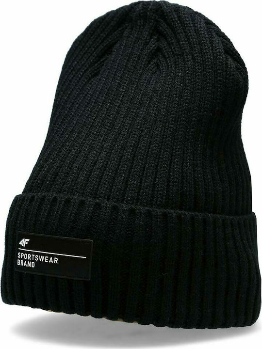 4F Beanie Ανδρικός Σκούφος Πλεκτός σε Μαύρο χρώμα