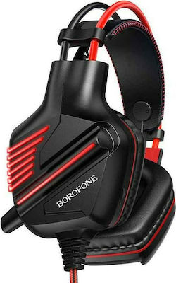 Borofone BO101 Racing Over Ear Gaming Headset με σύνδεση USB / 3.5mm Κόκκινο