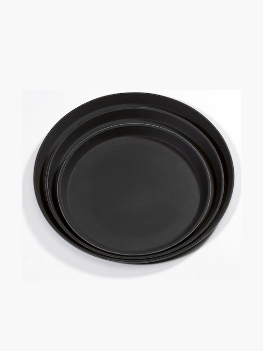 GTSA Round Tray Non-Slip of Plastic In Black Colour 40x40cm 1pcs