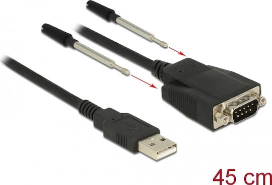 DeLock Cable USB-A to RS232 9-pin male 0.45m (62958) 1pcs