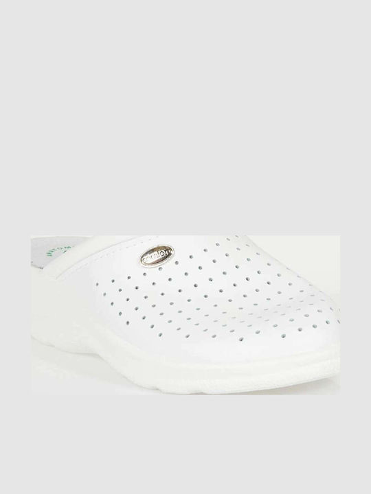 FAME Damen Leder Clogs Weiß